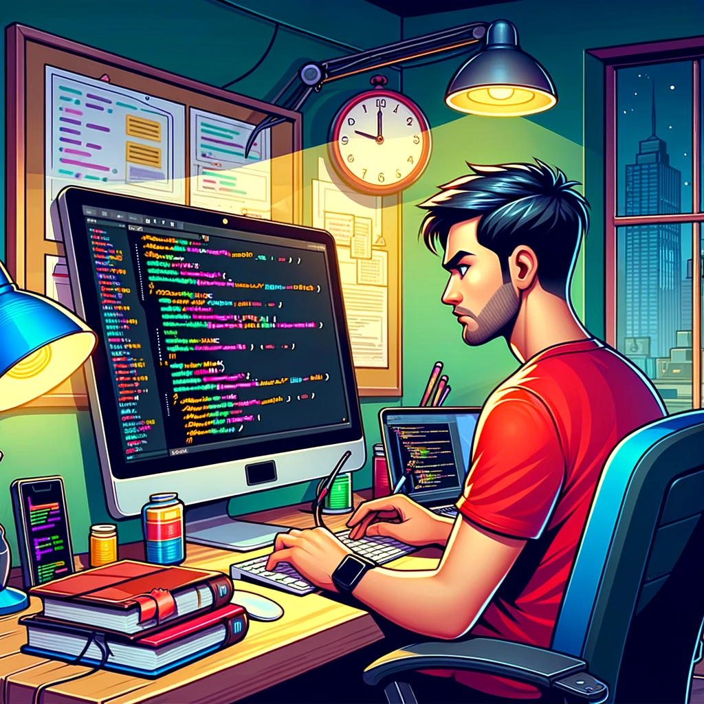 a man sitting at his computer editing html